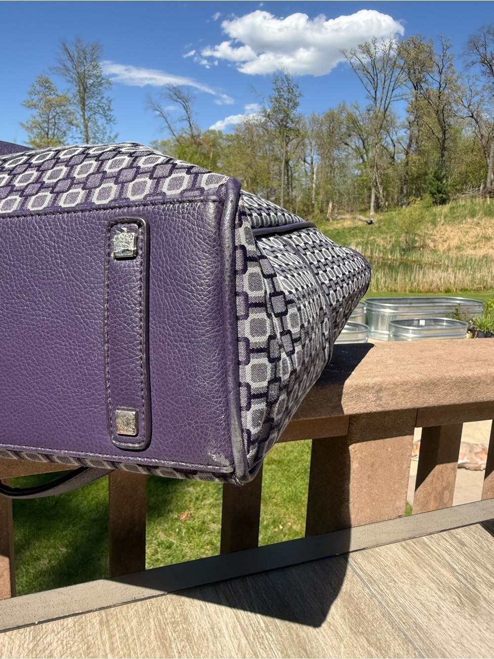 EUC Nine West Purple Geometric Shapes Large Daily Big Vintage Tote - Picture 8 of 13